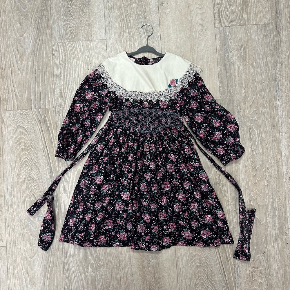 Vintage Polly Flinders floral smocked dress
